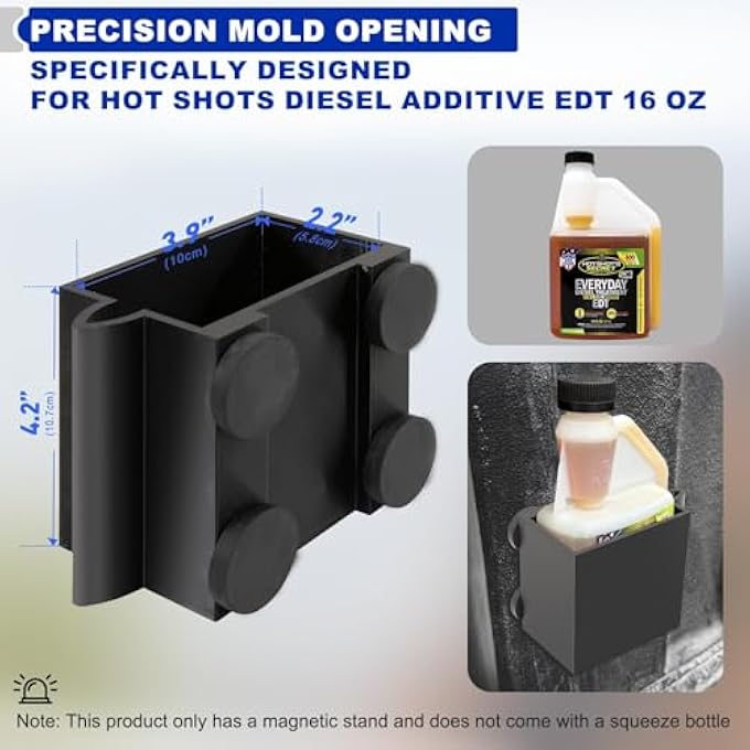 كاست ويف حامل زجاجة سرير الشاحنة المغناطيسي لمعالجة الديزل الساخنة 16 أونصة، وتركيب ديزل مضاف، وحامل مضافات وقود مغناطيسي آمن، وملحق سرير شاحنة سهل التركيب - Image 3